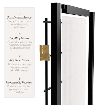 2 ft. Short Desktop Window Pane Shoji Screen - Black - 3 Panels - color: Black, size: 3 Panel