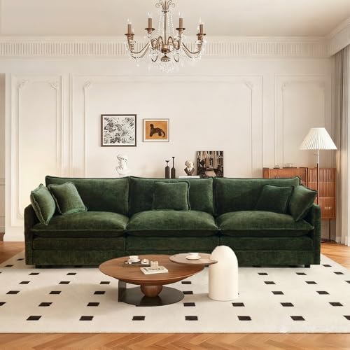 103.8" Chenille Modular Sectional Sofa, Modern 3-Seat Couch,Green | Randomly Assemble Modular Sofa Sets, Modern Recliner Deep Seat Sofa Set for Living Room,Office - color: Green, size: 3S