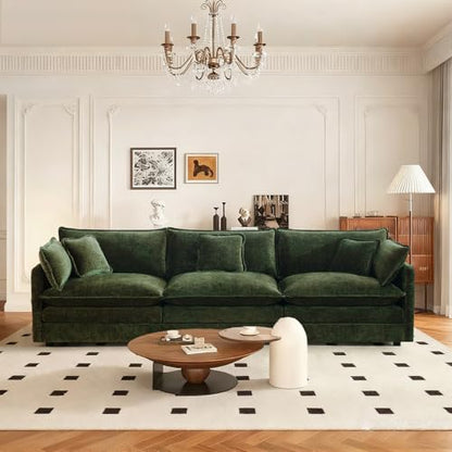 103.8" Chenille Modular Sectional Sofa, Modern 3-Seat Couch,Green | Randomly Assemble Modular Sofa Sets, Modern Recliner Deep Seat Sofa Set for Living Room,Office - color: Green, size: 3S