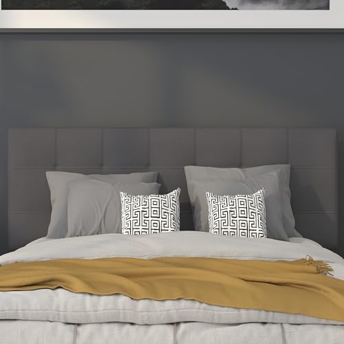 Quilted Tufted Upholstered Full Size Headboard in Dark Gray Fabric - color: Dark Gray, size: Full