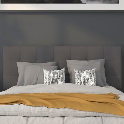 Quilted Tufted Upholstered Full Size Headboard in Dark Gray Fabric - color: Dark Gray, size: Full