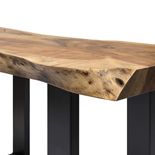 Alaterre Furniture Alpine 2-Tier End Table with Storage Shelf, 27”x17”x27” | Solid Acacia Wood Side Table with Live Edge Design and Metal Frame, Modern Nightstand or Accent Table for Living Room - size: 27"W 2-Tier