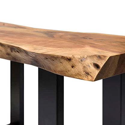 Alaterre Furniture Alpine 2-Tier End Table with Storage Shelf, 27”x17”x27” | Solid Acacia Wood Side Table with Live Edge Design and Metal Frame, Modern Nightstand or Accent Table for Living Room - size: 27"W 2-Tier