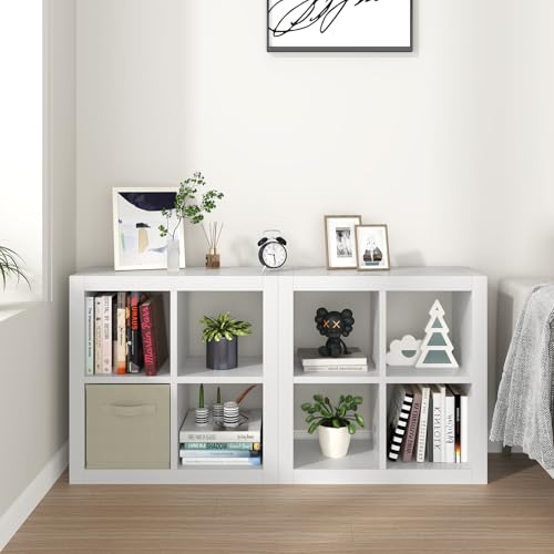 furtble 4-Cube Storage Organizer Bookshelf, 2-Pack Modern Wood Open Bookcase, Multifunctional Display Shelf for Living Room, Bedroom, Home Office, White - color: White, size: 4 cube