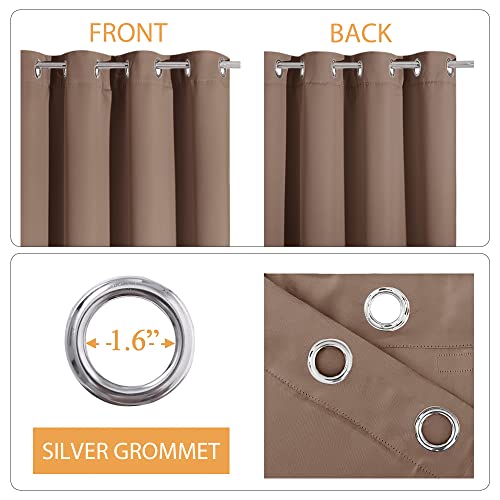 RYB HOME Noise Reducing Curtains, 3 Layers Total Blackout Curtains | Thermal Insulated, Energy Efficiency Heavy Duty, Grommet, For Kids Room Studio Bedroom, W52 x L63, Mocha, 2 Panels - color: Mocha, size: 52"W x 63"L (Pack of 2)