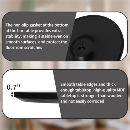 Black Round Dining Table 31.5" Tulip Dining Room Tables Kitchen Dinner Circle Table 2-4 People with MDF Tables Top Mid-Century Small Social Tables for Break, Dining, Living Room, Cafe, Lobby - color: Black, size: 31.5"