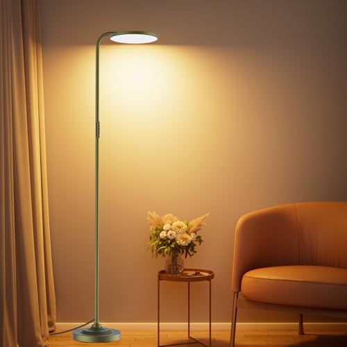 36W LED Floor Lamp, Super Bright Standing Lamp, Modern Stepless Dimmable Torchiere Tall Lamp with Remote Control, 350°Rotating Head Reading Floor Lamp for Living Room, Bedroom, Office - color: Bronze