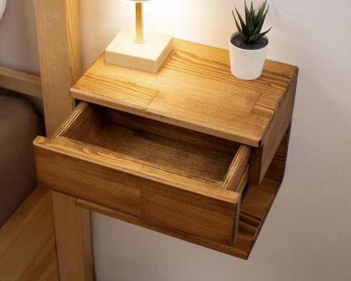 Floating Nightstand Side Accent or End Table with Storage Drawer, Wood Bedside Shelf, Handmade Floating Table (Cape Town) - color: Cape Town