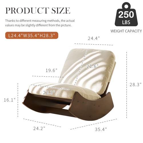 Chifee & Vingol Modern Accent Chair Armless Lounge Chairs with Wood Leg & Pillow Comfy Upholstered Reading Chair for Living Room Bedroom,Rocking Chair-White - color: Rocking White