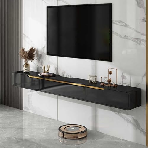Solid Wood Floating TV Stand Wall Mounted, Black, 78.7" Wall Mounted Entertainment Center Console, Hanging tv Media Shelf for Living Room, Bedroom (DSGBLACK-A, 78.7IN) - color: Dsgblack-a, size: 78.7IN