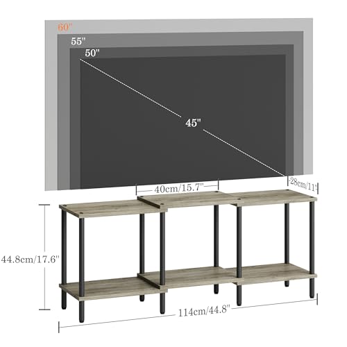 TV Stand, Entertainment Center, Industrial TV Media Console Table with Open Storage Shelves, 2 Tier TV Cabinet for Living Room, Bedroom LTS107Q - color: Light Oak