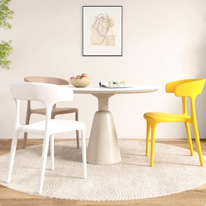 Stackable Dining Chairs with Backrest - Portable Plastic Bar Stools for Kitchen, Living Room, Patio & Restaurant - Space-Saving Design for Easy STO & Versatile Use - color: White