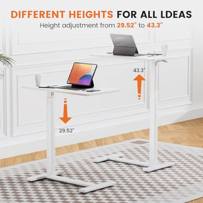 Sweetcrispy Overbed Table, Bedside Table, Mobile Standing Desk | Adjustable Wheels, Rolling Laptop Cart, Hospital Home Use, Space Saving Frame, Dorm, Apartment, Milky - color: Milky
