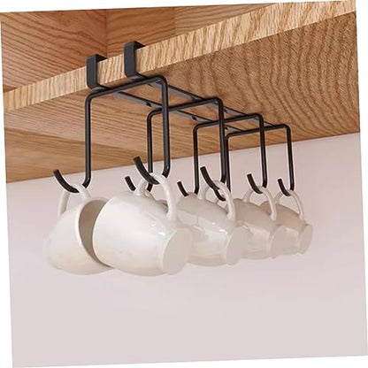 PRETYZOOM Cup Holder Under Cabinet Stand Rack for Mugs Drying Hanger for Kitchen Bottle Organizer - color: Black