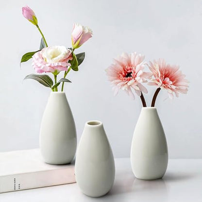 Modern Small Flower Vases 8 Pack - Ceramic, White - color: 8 Pack White - Style 11