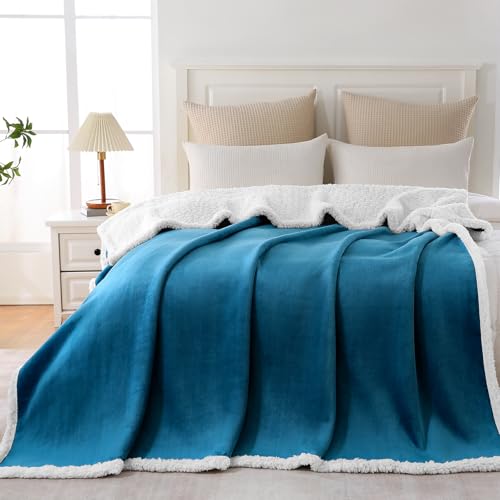 Gracelife Sherpa Fleece Throw Blanket for Couch, Super Soft Cozy Warm Thick Solid Blanket for Bed, Plush Fluffy Blanket for Winter, for Men Women, Slate Blue, Full (80" x 90") - color: Slate Blue, size: Full (80" x 90")