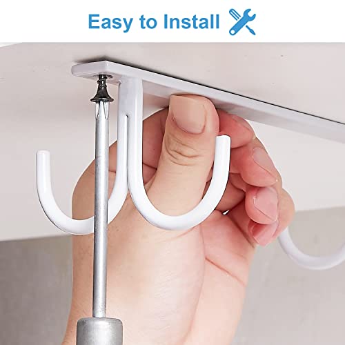 FOMANSH Mug Rack Under Cabinet - Coffee Cup Holder, 12 Mugs Hooks Under Shelf, Display Hanging Cups Drying Hook for Bar Kitchen Utensils White - color: White, size: 3 Pack