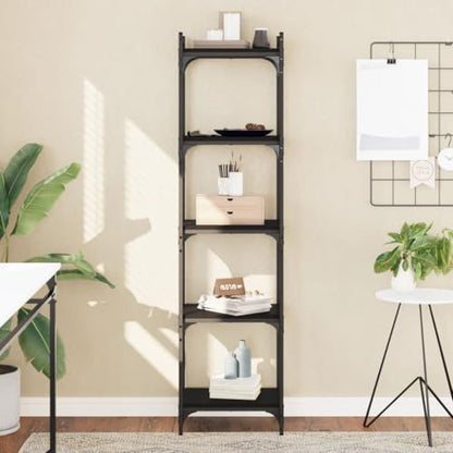 5-Tier Bookshelf Industrial Bookcase with Metal Frame, Storage Rack Display Shelf for Living Room, Bedroom, Home Office, 15.7 x 11.8 x 60.6 Inches, Black - color: Black 4