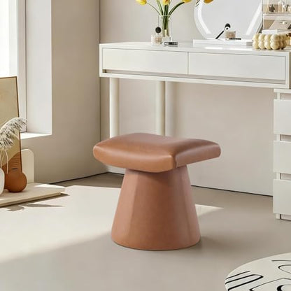 Modern Ottoman with Soft Padded Seat, Multifunctional Vanity Stool, Upholstered Footrest Stool for Living Room and Bedroom - color: Camel Brown