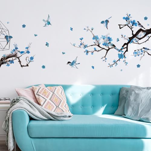 Zonon 6 Pcs Flowers Wall Decals Stickers Vinyl Removable Peel and Stick Colorful Dragonflies Floral Wall Murals Decor for Bedroom Living Room Nursery(Birds) - style: Birds