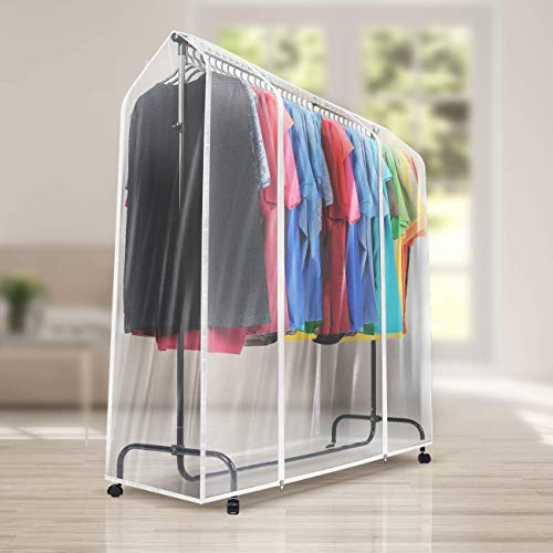 Sorbus Cover for Garment Rack 2 Pack- 6 Ft Transparent Clothes Rack Cover, Garment Coat Hanger Protector Dustproof Waterproof Clothing Storage Cover for Dresses, Suits, Coats (Rack Not Included) - size: 2 Pack