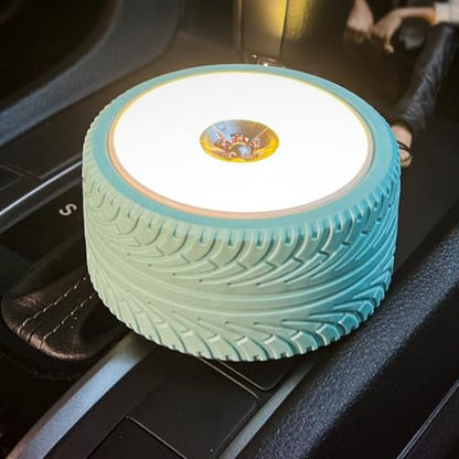 Pongnas Foldable Bedside Lamp with USB Charging Port Warm White Light Unique Wheel Design Portable Desk Lamp for Bedroom Study Living Room and Travel Blue - color: Blue