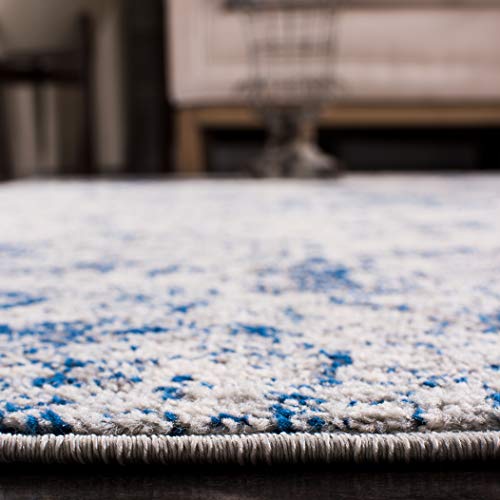 SAFAVIEH Madison Collection Runner Rug - 2'3" x 8', White & Royal Blue, Boho Chic Distressed Design, Non-Shedding & Easy Care, Ideal for High Traffic Areas in Living Room, Bedroom (MAD611C) - color: White/Royal Blue, size: 2'3" x 8' (Runner)