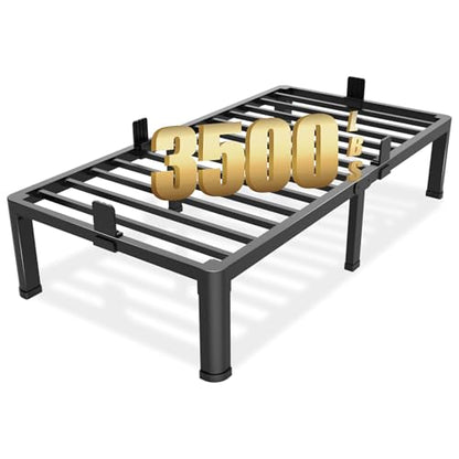 14 inch Twin XL Bed Frame with Round Corner Legs Mattress Slide Stopper,3500 lbs Heavy Duty Metal Platform,No Box Spring Needed,Easy Assembly,Noise Free - size: Twin XL, style: 14 inch