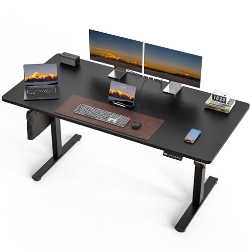 Electric Standing Desk, 63 x 30 Inch, Classic Black | Extra Large Desktop, Adjustable Height, Sit to Stand, Home Office Workstation, Supports Dual & Triple Monitor - color: Classic Black