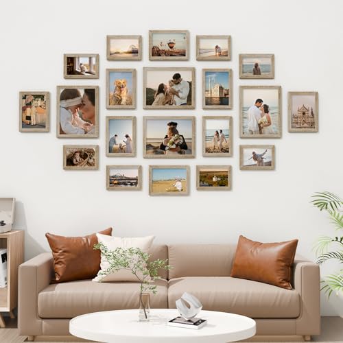 Vittanly 20 Pack Picture Frames Collage Wall Decor, Light Wood | Gallery Wall Frame Set for Wall or Tabletop Display, Multi Sizes Picture Frame Set: 4pcs 8x10, 8pcs 5x7, 8pcs 4x6, MDF Wood - color: Light Wood