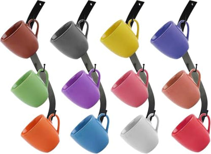 Coffee Mug Wall Rack - Metal Mug Racks for Wall - Unique S Curve Design - Coffee Cup Hanging Holder - Teacup and Mason Jar Hanger Display Holder - style: Curved
