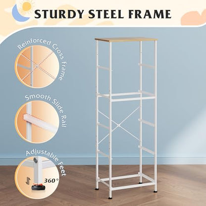WLIVE Tall Dresser for Bedroom, 5 Drawer Dresser, Cream White | 5 vertical fabric drawers, Tall vertical design, Bedroom or closet use, Dresser for small spaces, Chest of drawers - color: Cream White