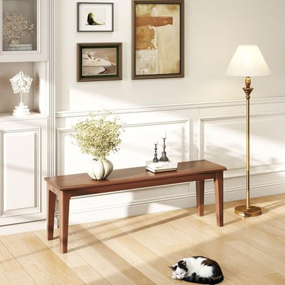 Dining Bench 55.1" Wood Solid Oak Wooden Bed End/Entryway Bench for Bedroom Living Room Kitchen(Brown) - color: Brown, size: 55.1"