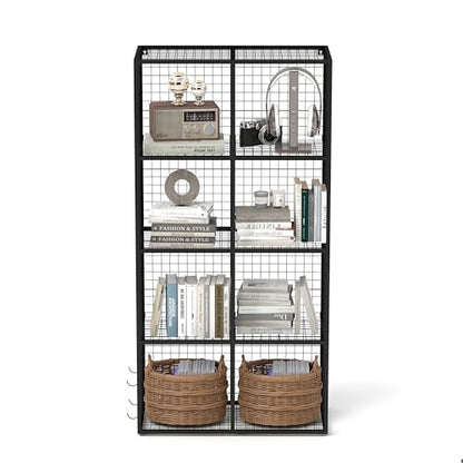 Wire Storage Cube, 8 Cube Metal Storage Organizer, Display Modular Bookshelf Shelf, Closet Cabinet for Bedroom, Office, Black