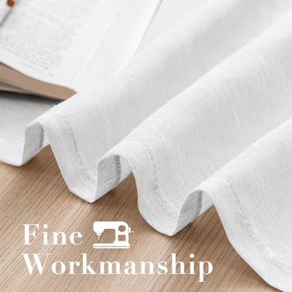 H.VERSAILTEX Linen Curtains Nickel Grommet Natural Linen Semi-Sheer Curtains 2 Panels Privacy Added Premium Soft Rich Material Drapes for Bedroom/Living Room - 37x63 - Inch - Pure White - color: Pure White, size: 37"W x 63"L (Pack of 2)