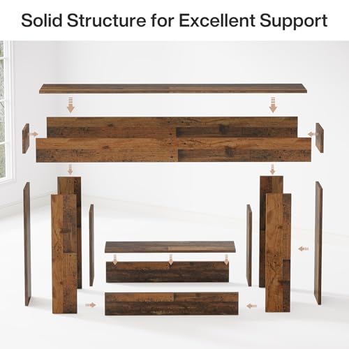Tribesigns 63" Console Table, Farmhouse 2-Tier Entryway Table with U-Shaped Base, Narrow Long Wood Sofa Table Behind Couch Table for Living Room, Hallway, Foyer, Mix Brown - color: Mix Brown