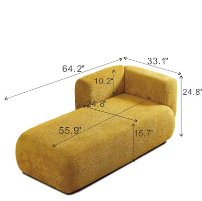 ERYE Boucle Upholstered Left Facing Chaise Lounge Indoor for Living Room Bedroom,Comfy Single Chaise Lounge Modern Leisure Recliner Sleeper Sofa Daybed, Easy Assemble - color: Yellow/L