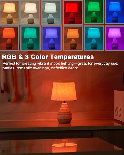 13" H Small Rechargeable Cordless Ceramic Table Lamp, Coastal | Remote Control RGB, Warm White Light, Timer, Dimmer, Battery Operated Lamp for Bedroom, Living Room, Kitchen, Linen Shade - size: Small-13"H