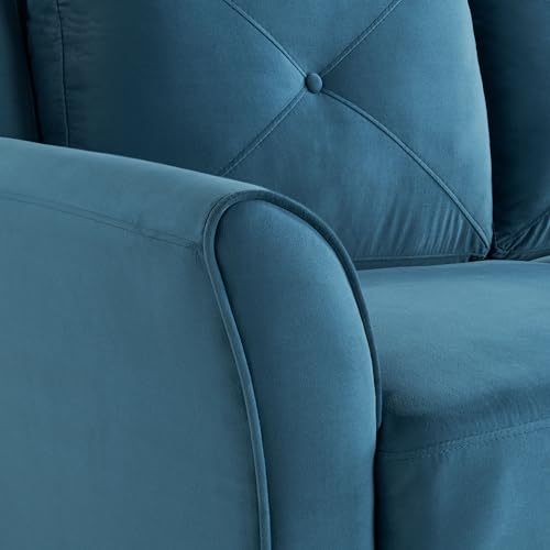 Studio Living Harrington 80.3" Sofa, Transitional Modern, Pocket Coil Comfort, Easy Assembly, Woven Fabric, Blue - color: Blue, size: Sofa