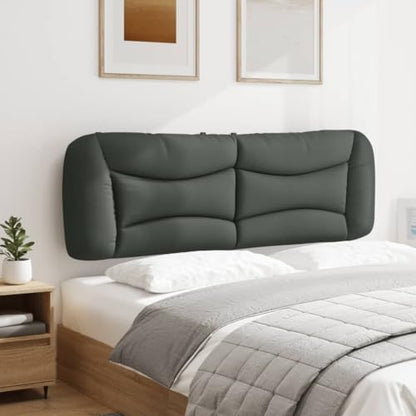 Wall Mounted Headboard Cushion, Dark Grey Upholstered Backrest Pillow for Bedroom Reading, Striped Waveform Fabric Bed Head Support, 61 x 19 Inch - size: 60.2" & 1