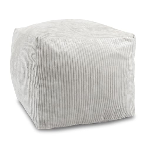 Sexysamba Square Corduroy Pouf Cover Only, 20"x 16" Unstuffed Decorative Ottoman Foot Stool Rest, Washable Storage Bean Bag Chair Floor Pouf Covers for Living Room Bedroom, Grey - color: Grey-square