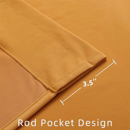 Joydeco Yellow Velvet Curtains 63 inch Length 2 Panels, Luxury Blackout Rod Pocket Thermal Insulated Window Curtains, Super Soft Room Darkening Drapes for Living Dining Room Bedroom,W52 x L63 inches - color: Rod Pocket | Golden Yellow, size: 52"W x 63"L (