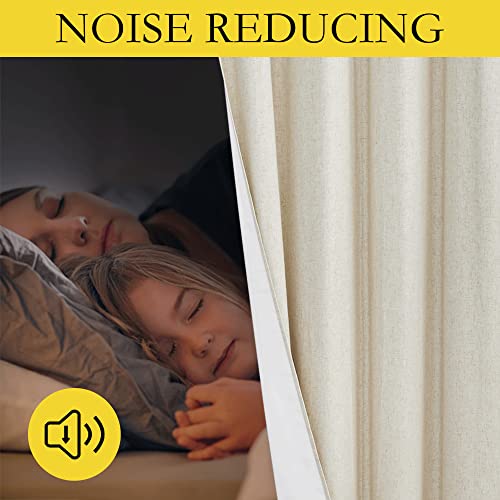 NICETOWN Natural Kitchen 100% Blackout Narrow Curtains 48 inches Long 2 Panels Set, 34" Wide, Rustic Grommet Thermal Insulated Full Blackout Window Draperies with White Liners for Cupboard - color: Natural, size: 34"W x 48"L (Pack of 2)