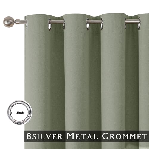 ChrisDowa Sage Green Blackout Curtains 45 Inches Long 2 Panels for Bedroom | Room Darkening,Light Blocking,Thermal Insulated,Faux Linen,Farmhouse,Grommet,Window Treatment,Drapes,Living Room,52x45 - color: Sage Green, size: 52"W x 45"L (Pack of 2)