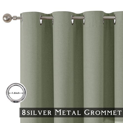 ChrisDowa Sage Green Blackout Curtains 45 Inches Long 2 Panels for Bedroom | Room Darkening,Light Blocking,Thermal Insulated,Faux Linen,Farmhouse,Grommet,Window Treatment,Drapes,Living Room,52x45 - color: Sage Green, size: 52"W x 45"L (Pack of 2)