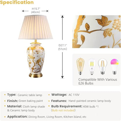 Ceramic Table Lamp for Desk and Bedside Living Room Home Office Decor Modern Minimalist Accent Lighting Study