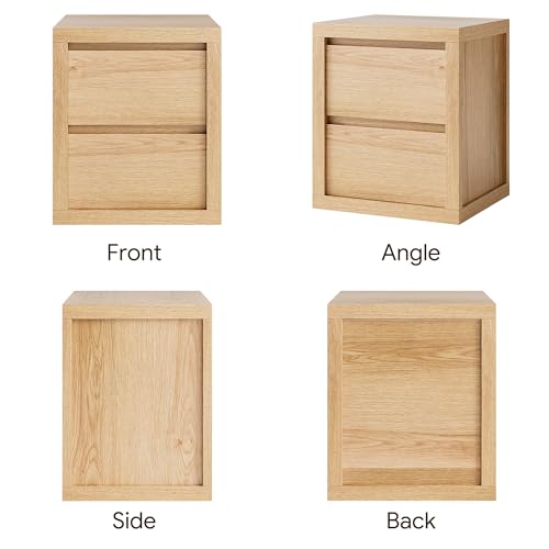 Nightstand with 2 Drawers, Modern Bedside Table with Handless Design, Wood End Table with Thickened Design, Night Stand for Bedroom, Oak - color: Oak