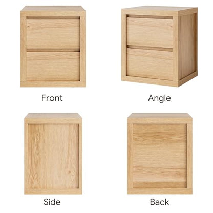 Nightstand with 2 Drawers, Modern Bedside Table with Handless Design, Wood End Table with Thickened Design, Night Stand for Bedroom, Oak - color: Oak