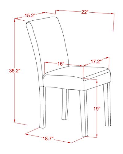 East West Furniture ABP8T05 Abbott Parson Chairs - Grey Linen Fabric Padded Dining Chairs, Set of 2, Walnut - color: Abp8t05