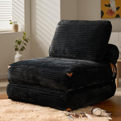 ovios Folding Sofa Bed, Foldable Sleeper Chair Floor Futon, Comfy Portable Convertible Fold Out Lounge Chairs for Living Room Bedroom, Black - color: Black